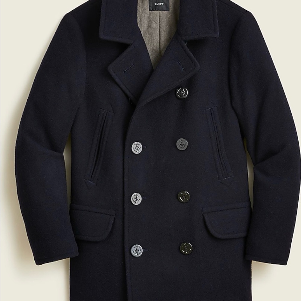 J Crew Men's Dock Peacoat with Thinsulate in Navy